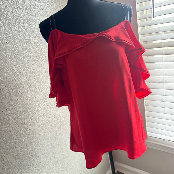 Red Off-Shoulder Ruffle Top - Picture 8 of 8